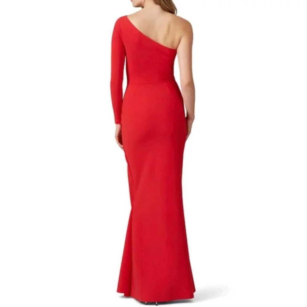 La Petite Robe di Chiara Boni Red Kimina One Shoulder Red Ruffle Gown Dress 10 - Picture 2 of 12